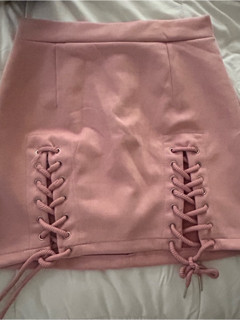 Pink Suede Mini Skirt